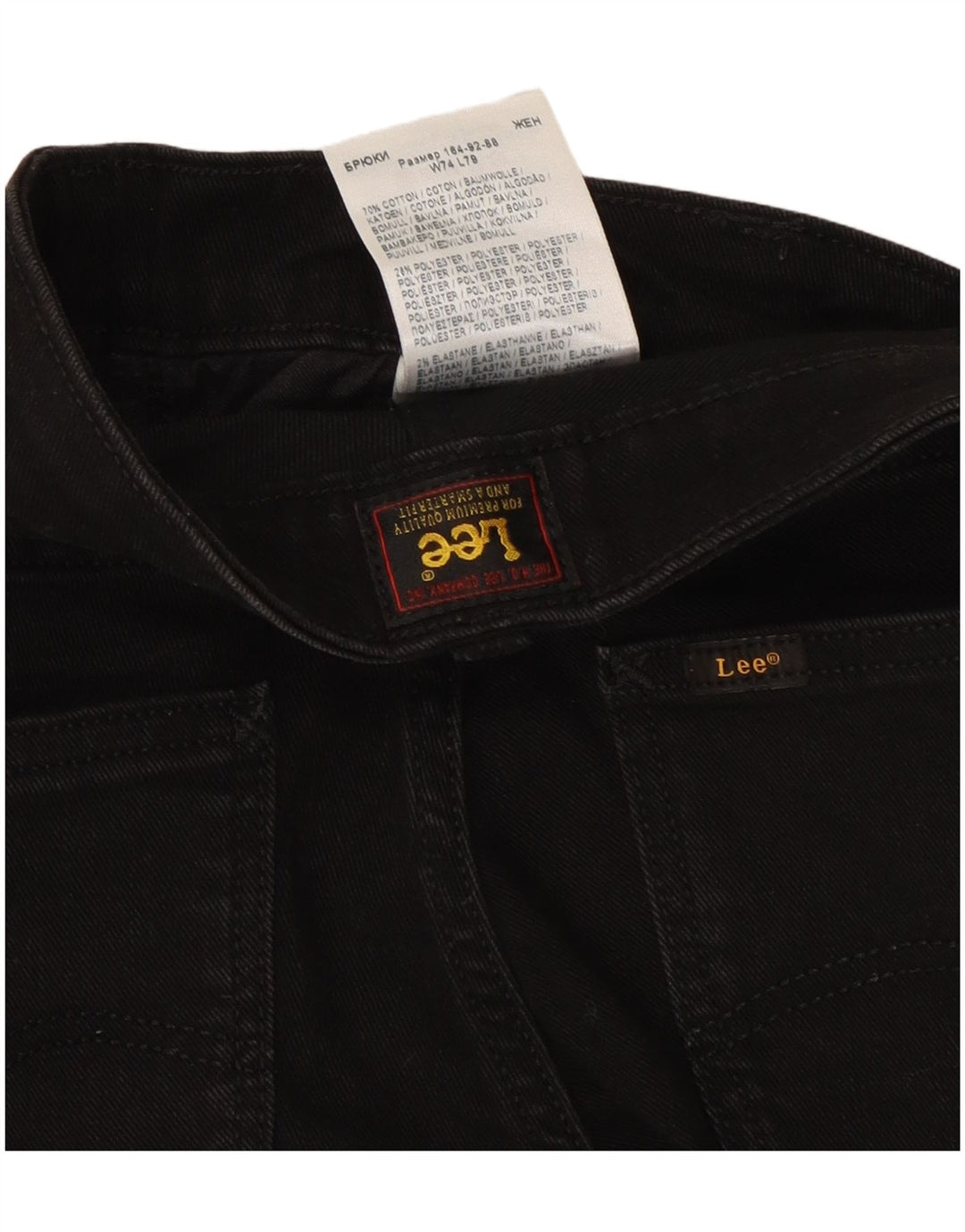 Vaqueros ajustados elásticos Marion para mujer Lee W29 L25 Algodón negro