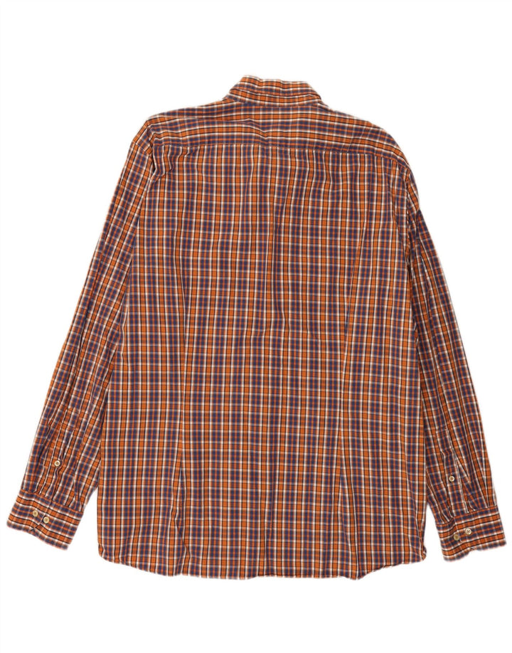 Adidas Camisa a cuadros para hombre Talla 44 Algodón a cuadros naranja grande