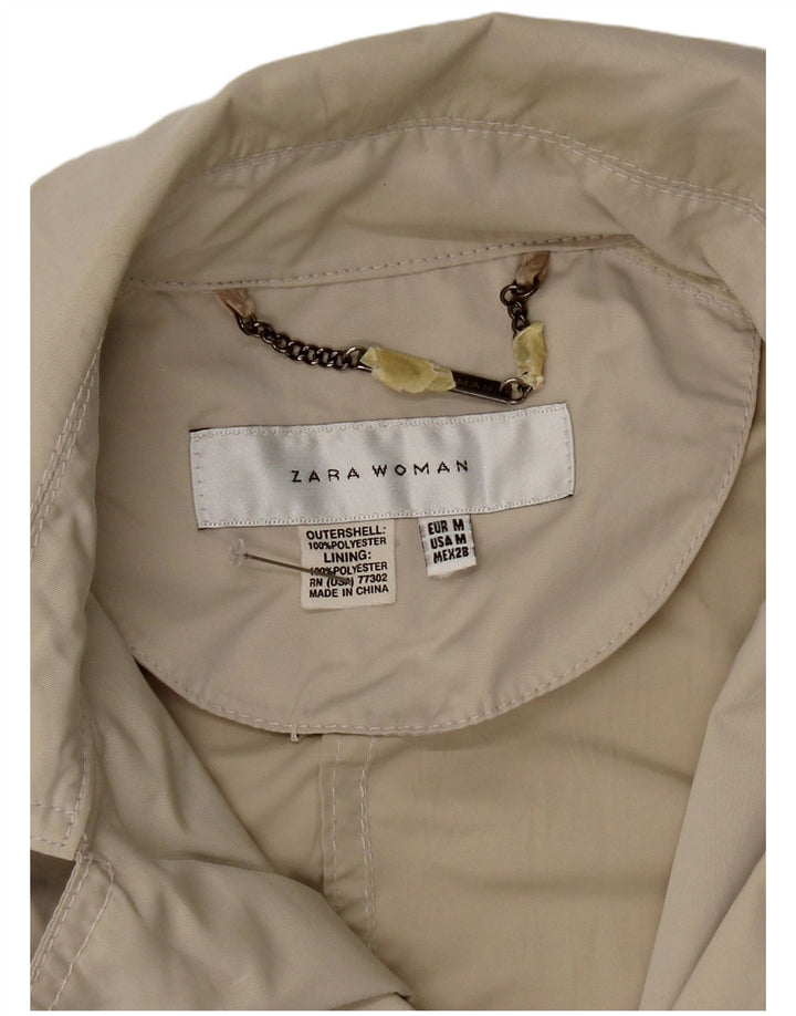 Zara Mujer Chaqueta Cruzada UK 42 Poliéster Gris Medio