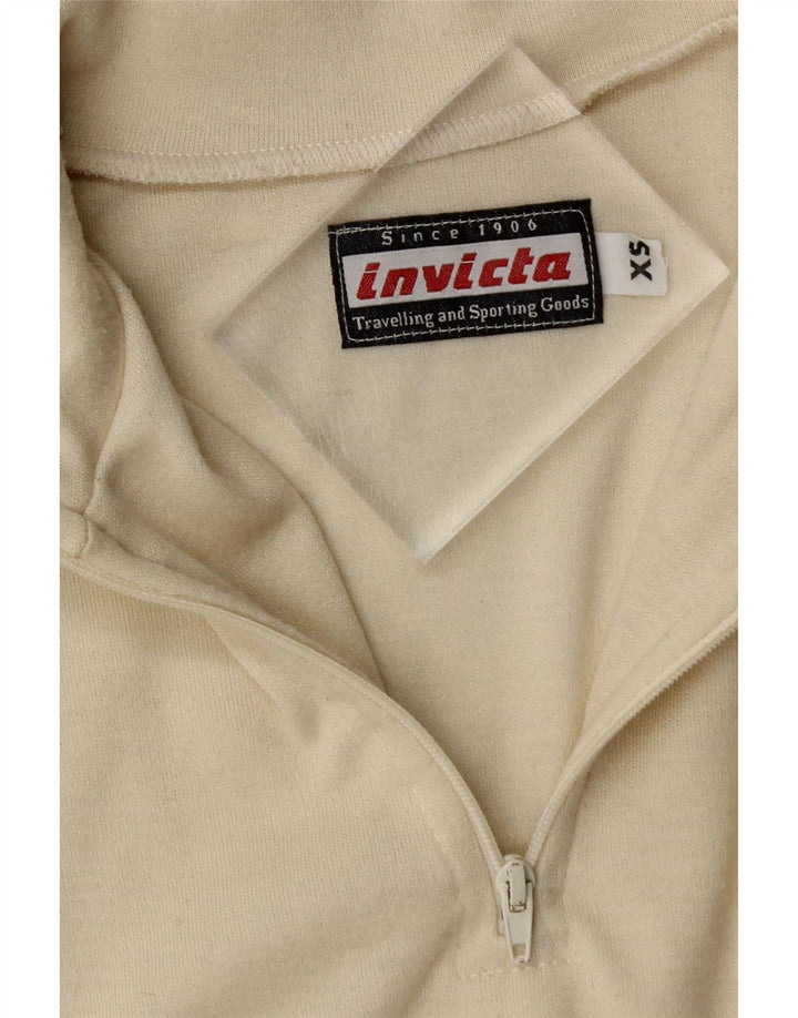 INVICTA Mens Loose Fit Zip Neck Pullover Tracksuit Top XS Beige Polyester Vintage Invicta and Second-Hand Invicta from Messina Hembry 