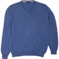 TRUSSARDI Jersey con cuello en V para hombre, talla grande, algodón azul
