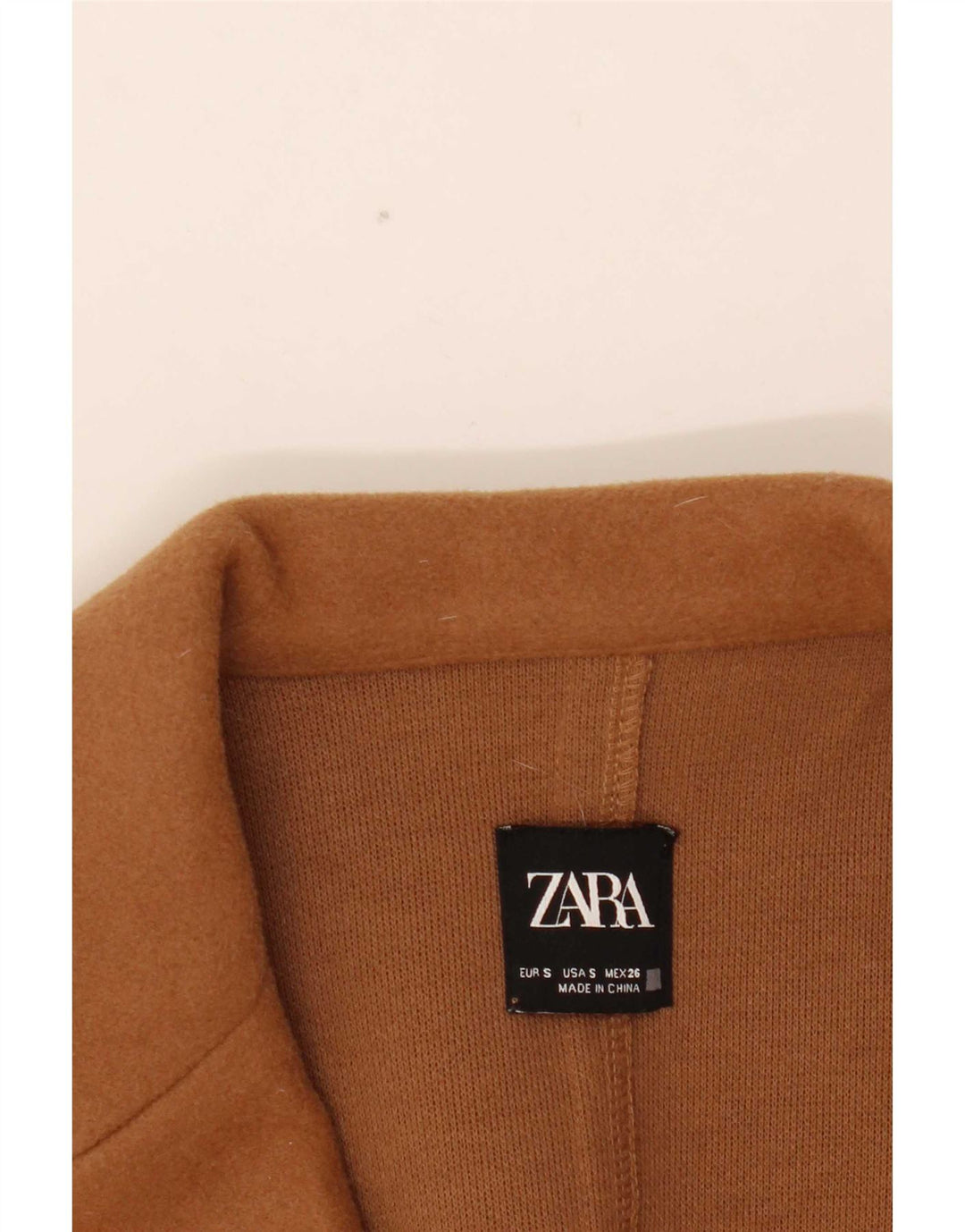 Zara Mujer Abrigo Abierto UK 10 Small Marrón Poliéster