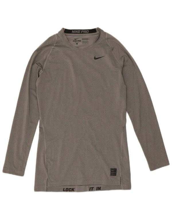 Nike Camiseta Dri Fit De Manga Larga Para Hombre Poliéster Color Block Gris Medio