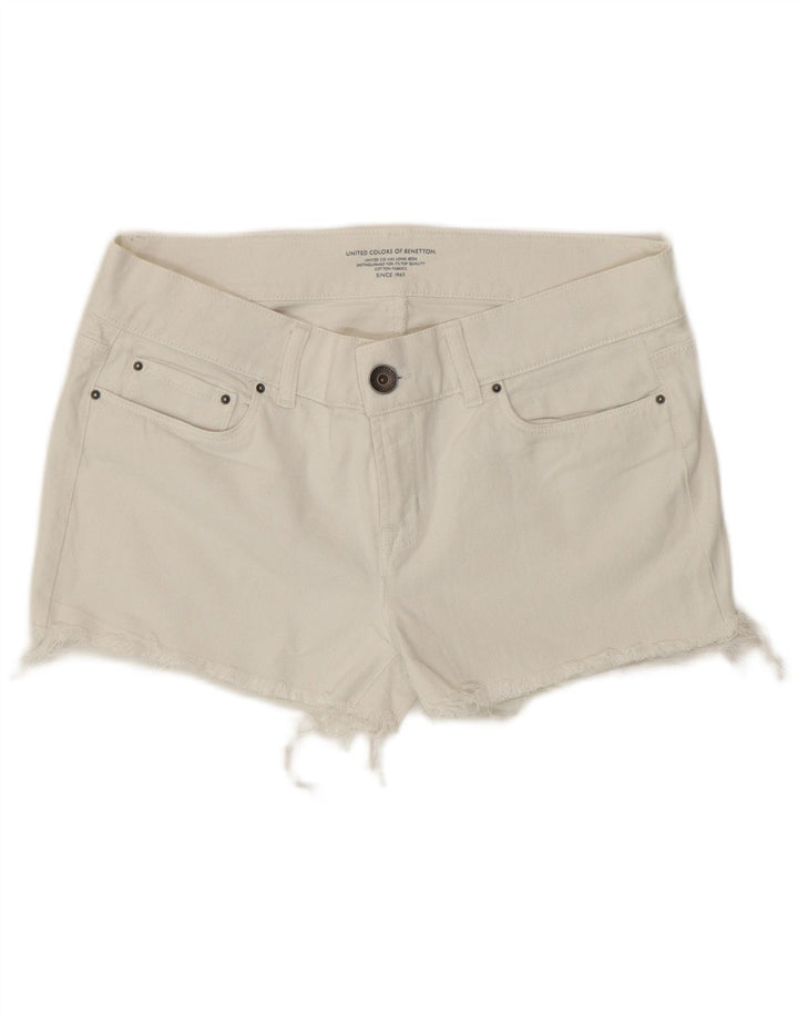 Benetton Pantalones Cortos De Mezclilla W32 Large Blanco Roto