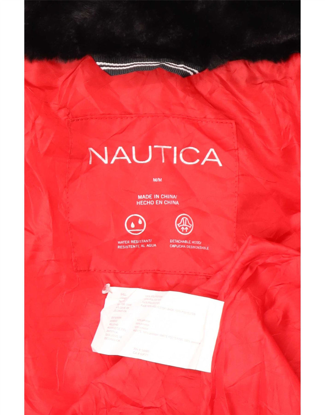 Nautica Chaqueta acolchada con capucha para mujer UK 44 Poliéster rojo mediano