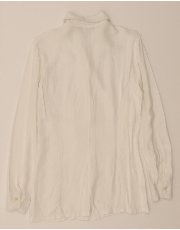 BENETTON Blusa camisera para mujer UK 42 Viscosa blanca mediana