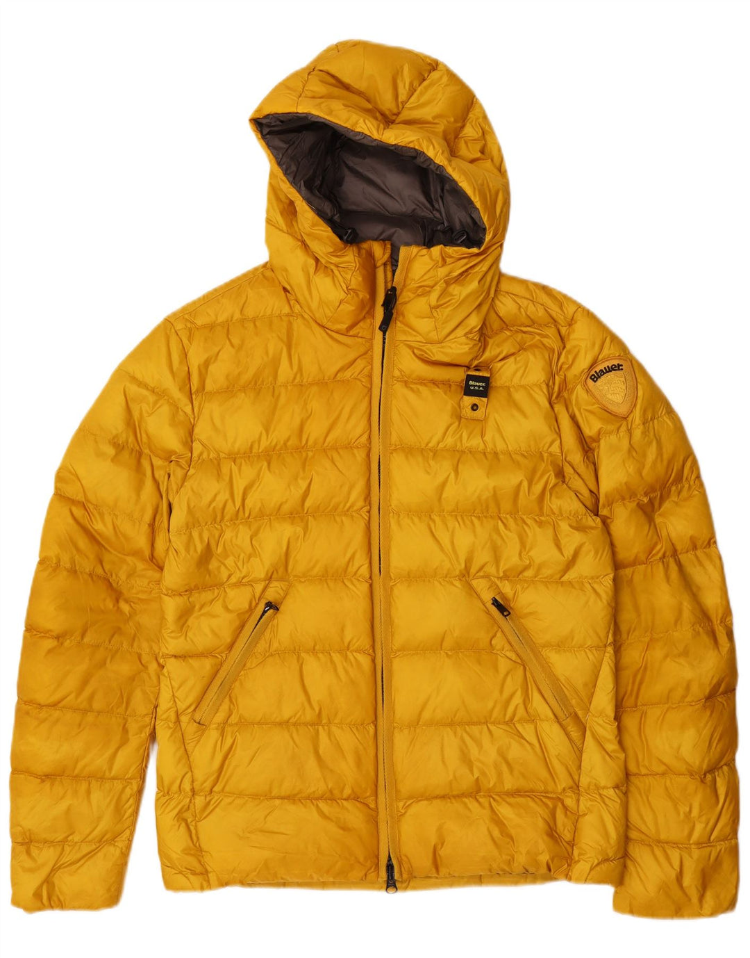 Blauer Chaqueta acolchada con capucha para hombre UK 36 Small Amarillo Poliamida