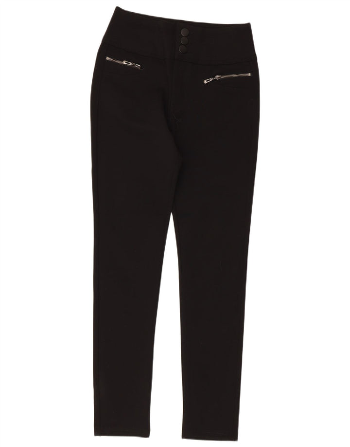 QUIZ Pantalones casuales ajustados de cintura alta para mujer UK 12 Medium W28 L28 Negro