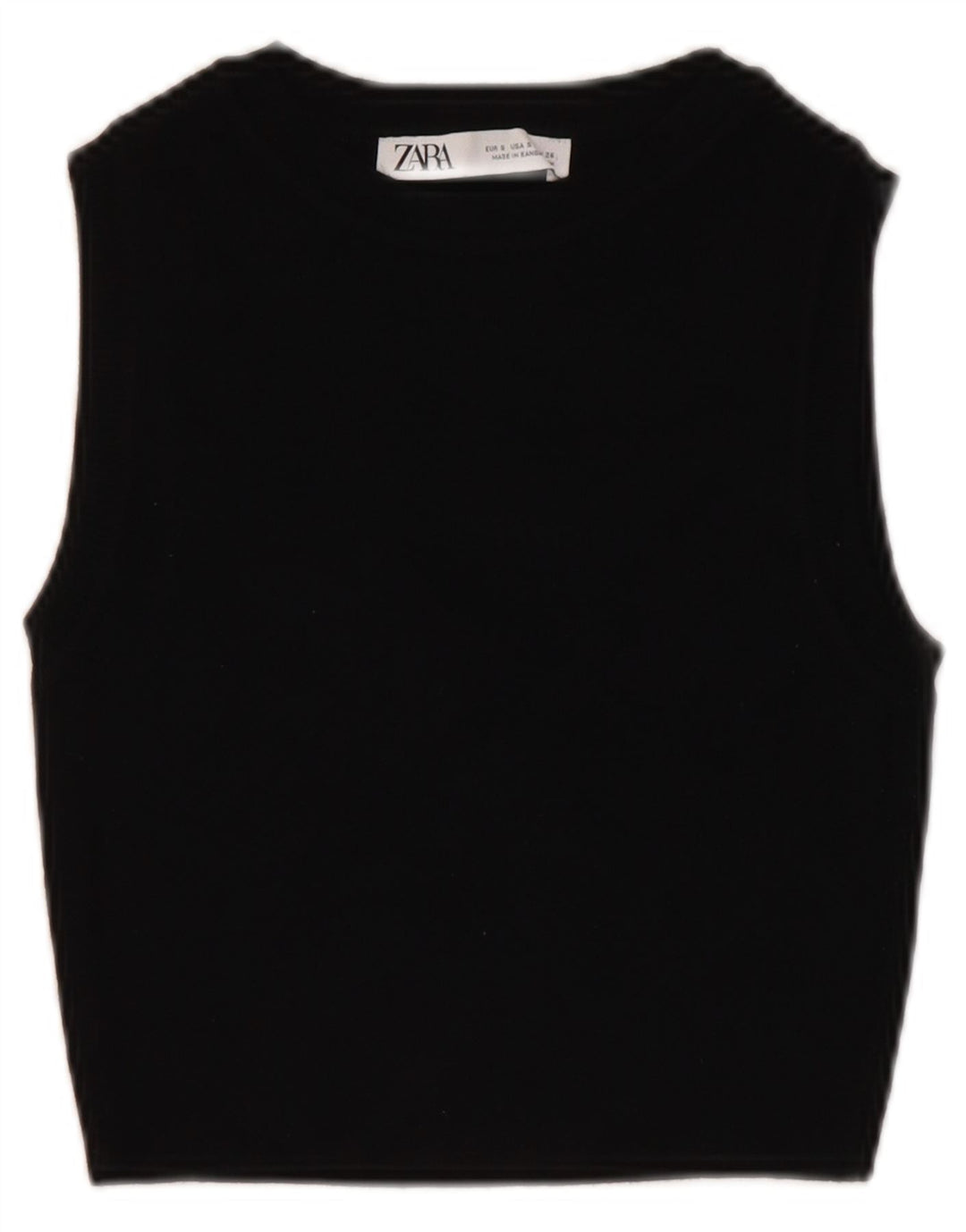 ZARA Mujer Crop Vest Tank Top UK 8 Small Viscosa Negra