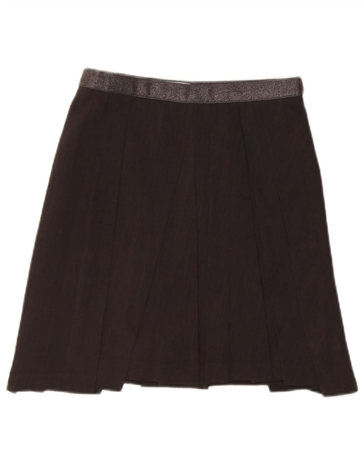 BRUNELLO CUCINELLI Womens Pleated Skirt IT 42 Medium W28 Black Virgin Wool
