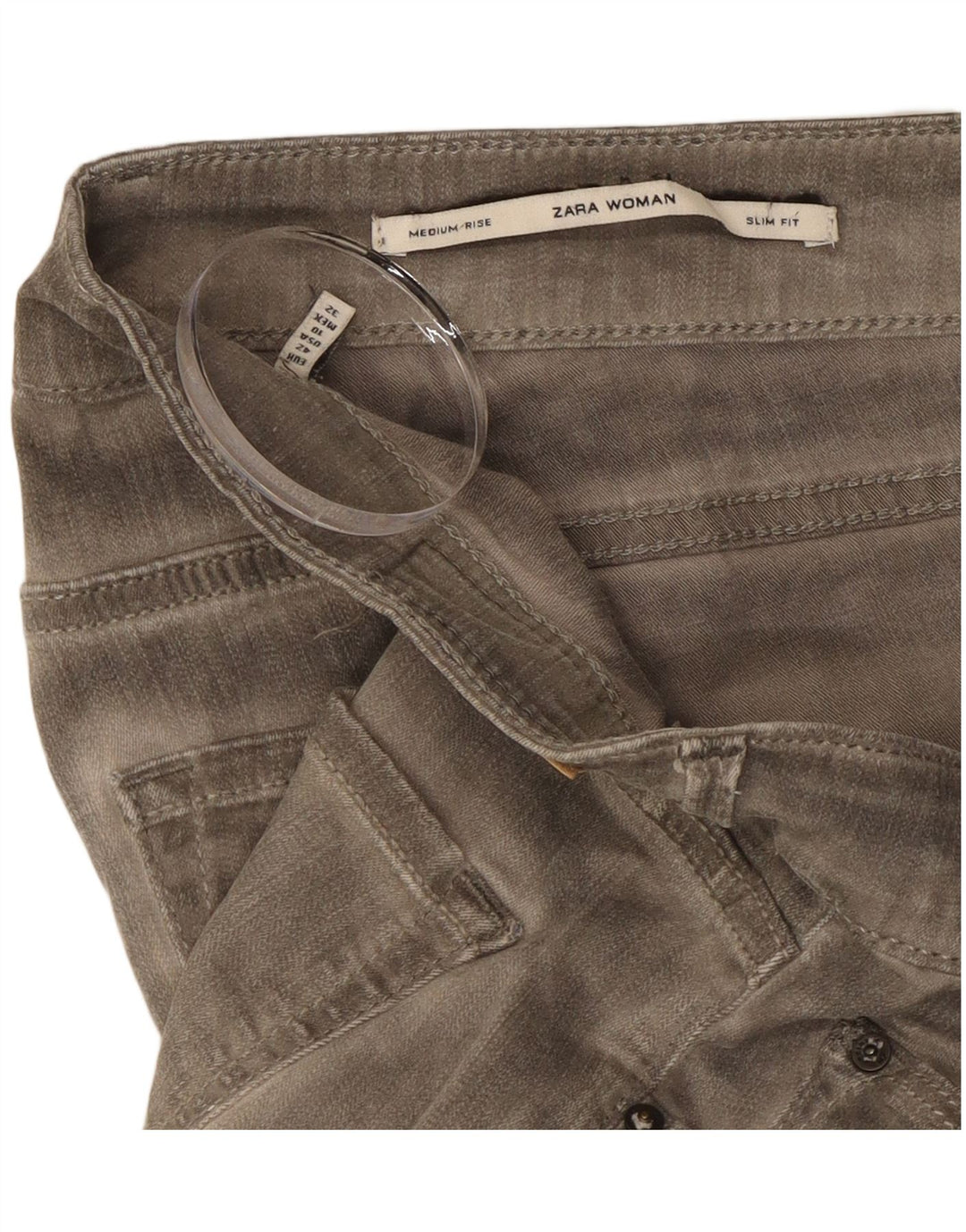 Zara Jeans Slim para Mujer EU 42 Large W32 L29 Gris