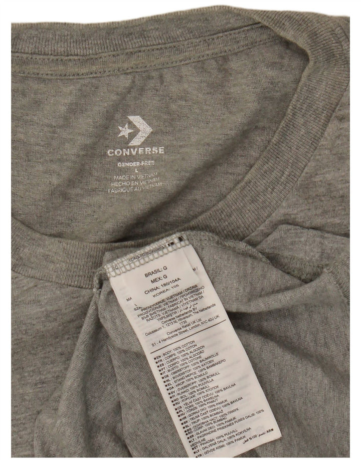 Camiseta con gráfico Converse para hombre Top grande de algodón moteado gris