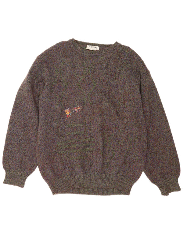 Life Line - Jersey para hombre con cuello barco IT 52 Large Brown Moteado