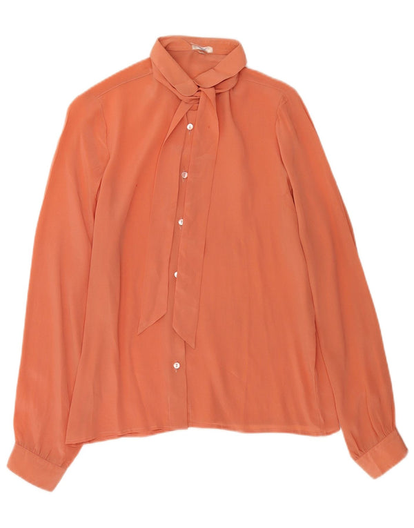 Vintage mujer frente corbata camisa blusa IT 44 naranja medio
