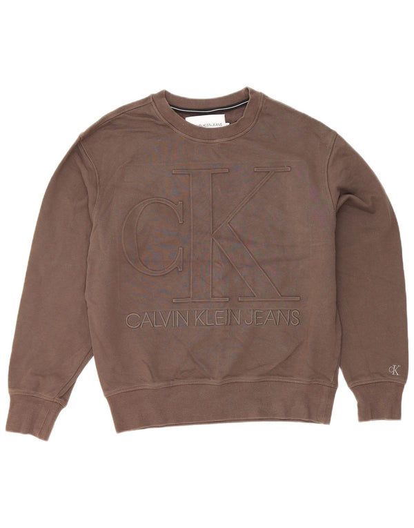Calvin Klein Jeans Hombre Sudadera Gráfica Jersey Pequeño Algodón Gris