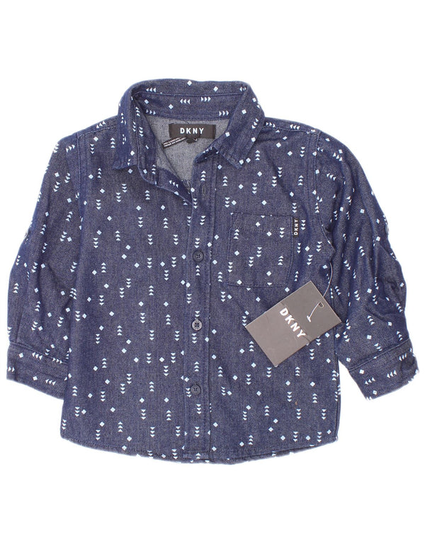 Dkny Camisa Bebé Niño 12-18 Meses Algodón Lunares Azul Marino