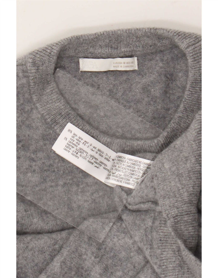 Zara Hombre Jersey Cuello Redondo Lana Gris Medio