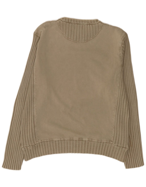 Camp David Jersey de cuello redondo para hombre, talla 2XL, algodón beige