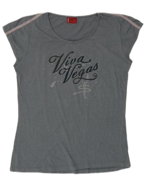 Levi's Camiseta gráfica para mujer Top UK 44 Algodón gris grande