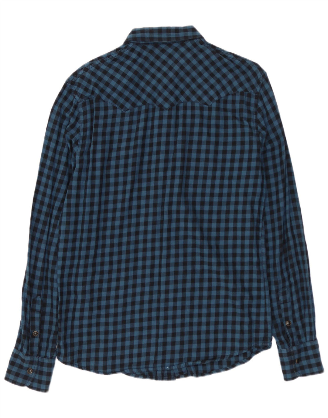 WRANGLER Camisa de franela ajustada de algodón a cuadros azul medio para hombre