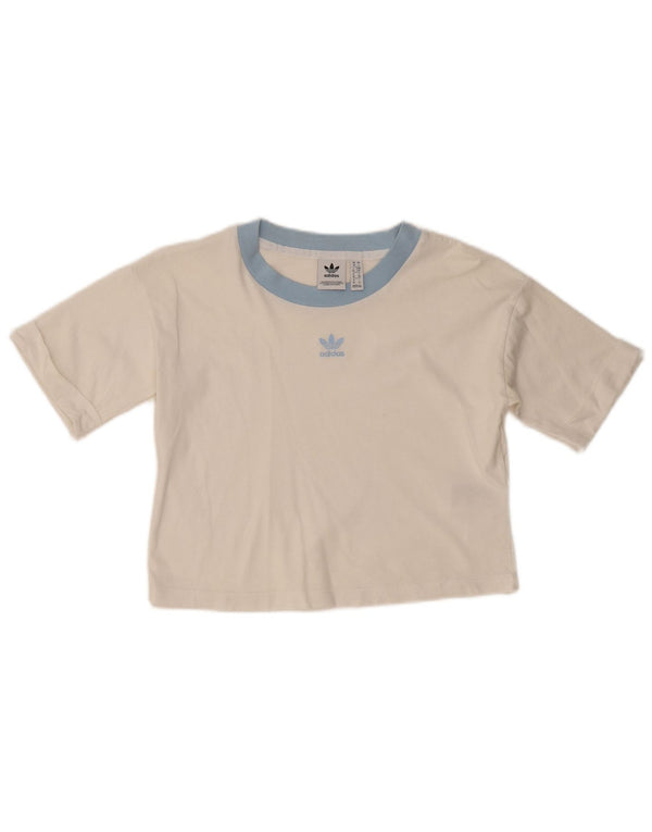 ADIDAS Camiseta corta para mujer UK 10 Small White Cotton