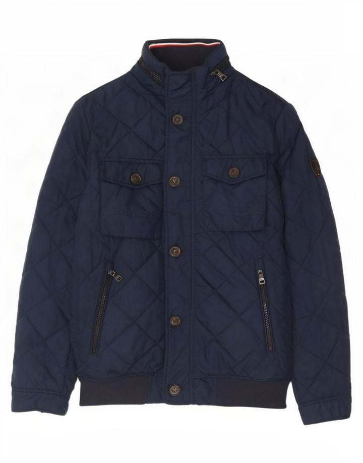 Tommy Hilfiger Chaqueta acolchada con capucha para hombre UK 36 Small Azul marino Poliéster