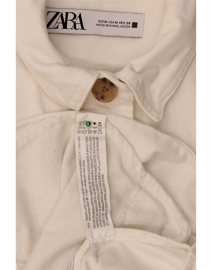 Zara Mujer Chaqueta Vaquera Extragrande UK 40 Mediana Algodón Blanco
