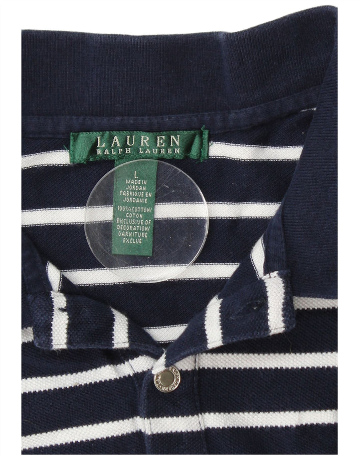 RALPH LAUREN Polo para mujer Reino Unido 40 Grande Algodón a rayas azul marino