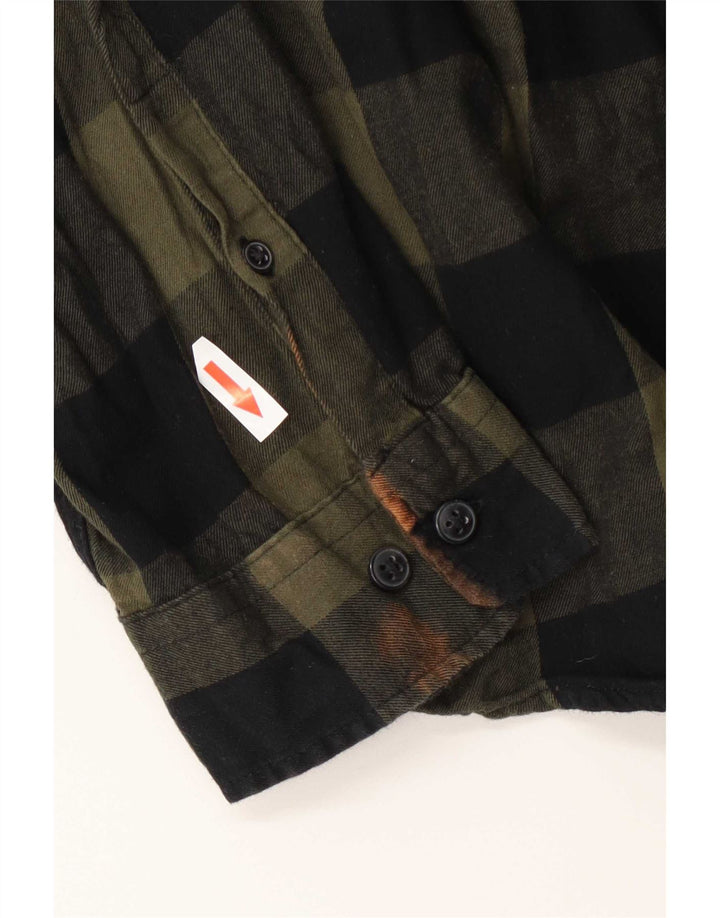Jack & Jones Hombre Camisa De Franela XL Algodón Vichy Verde