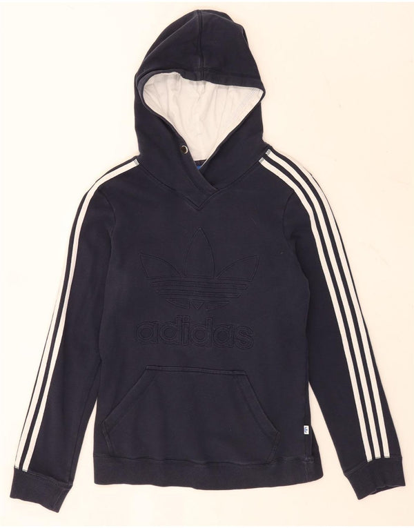 Adidas - Sudadera con capucha para mujer, diseño gráfico, Reino Unido 14, algodón azul marino mediano