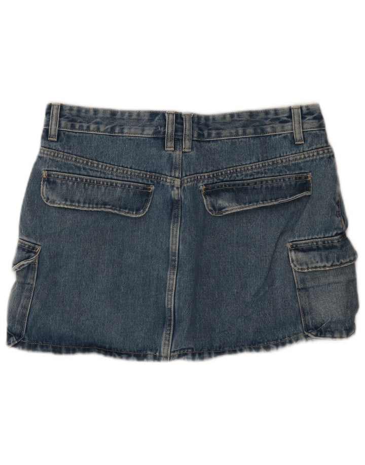 Zara Mujer Falda Cargo Vaquera Grande W32 Algodón Azul