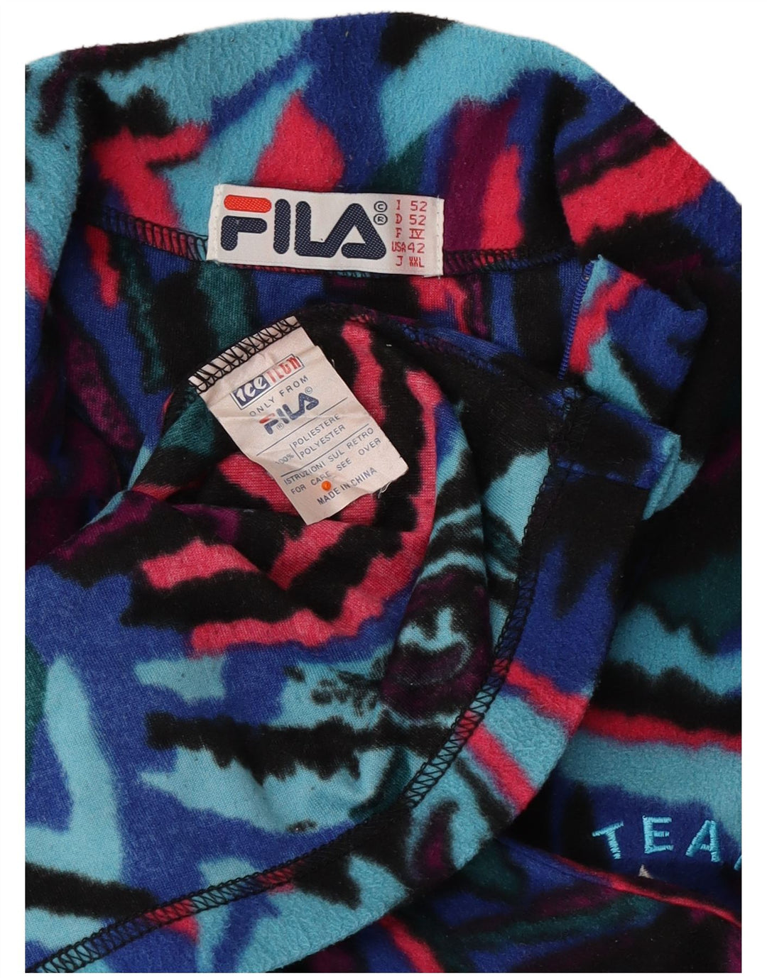 FILA Jersey de forro polar con estampado abstracto para hombre IT 52 Large Multicolor