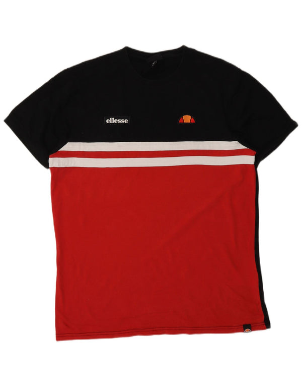 Ellesse Camiseta deportiva de algodón con bloques de color negro para hombre