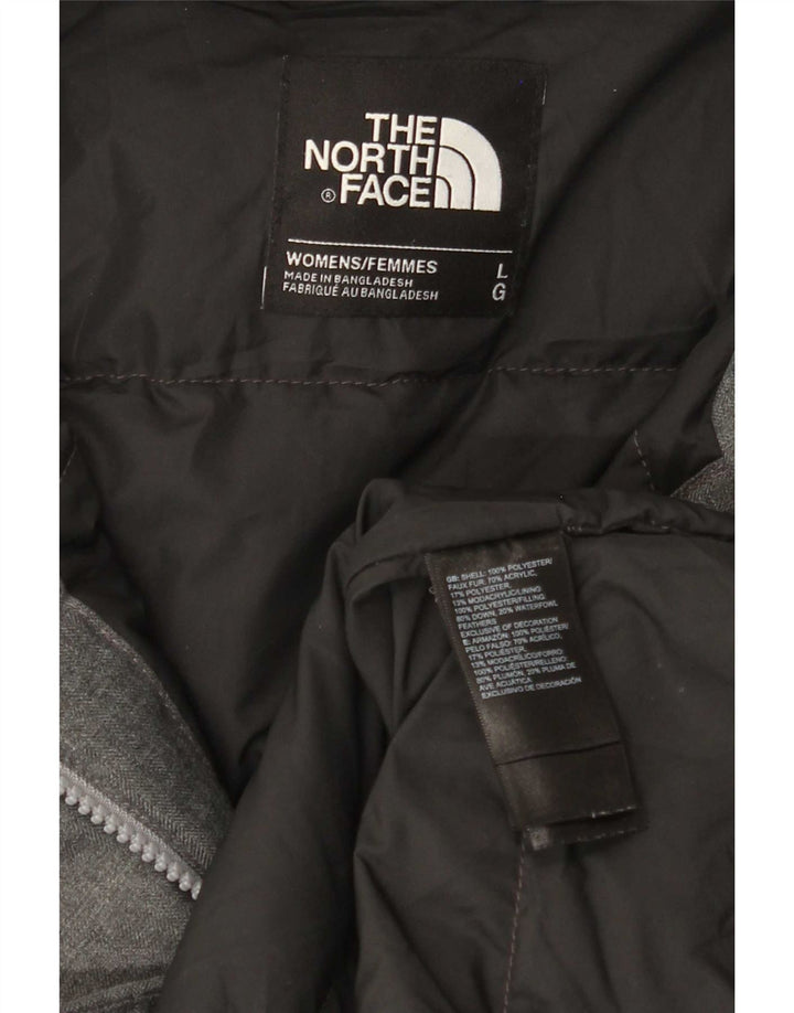 The North Face Abrigo acolchado con capucha para mujer UK 46 Poliéster gris grande