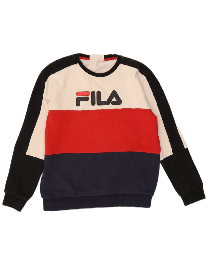 Fila Hombre Graphic Sudadera Jumper Small Multicolor Colorblock Algodón