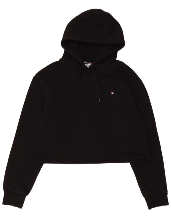 Fila Mujer Crop Sudadera con capucha Jumper UK 12 Medium Negro Algodón