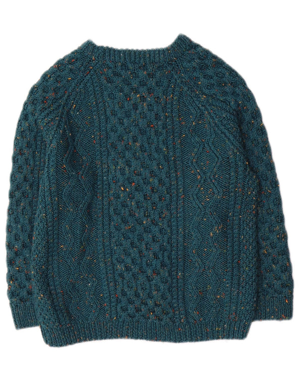 Vintage Boys Crew Neck Jumper Suéter 11-12 Años Verde Moteado