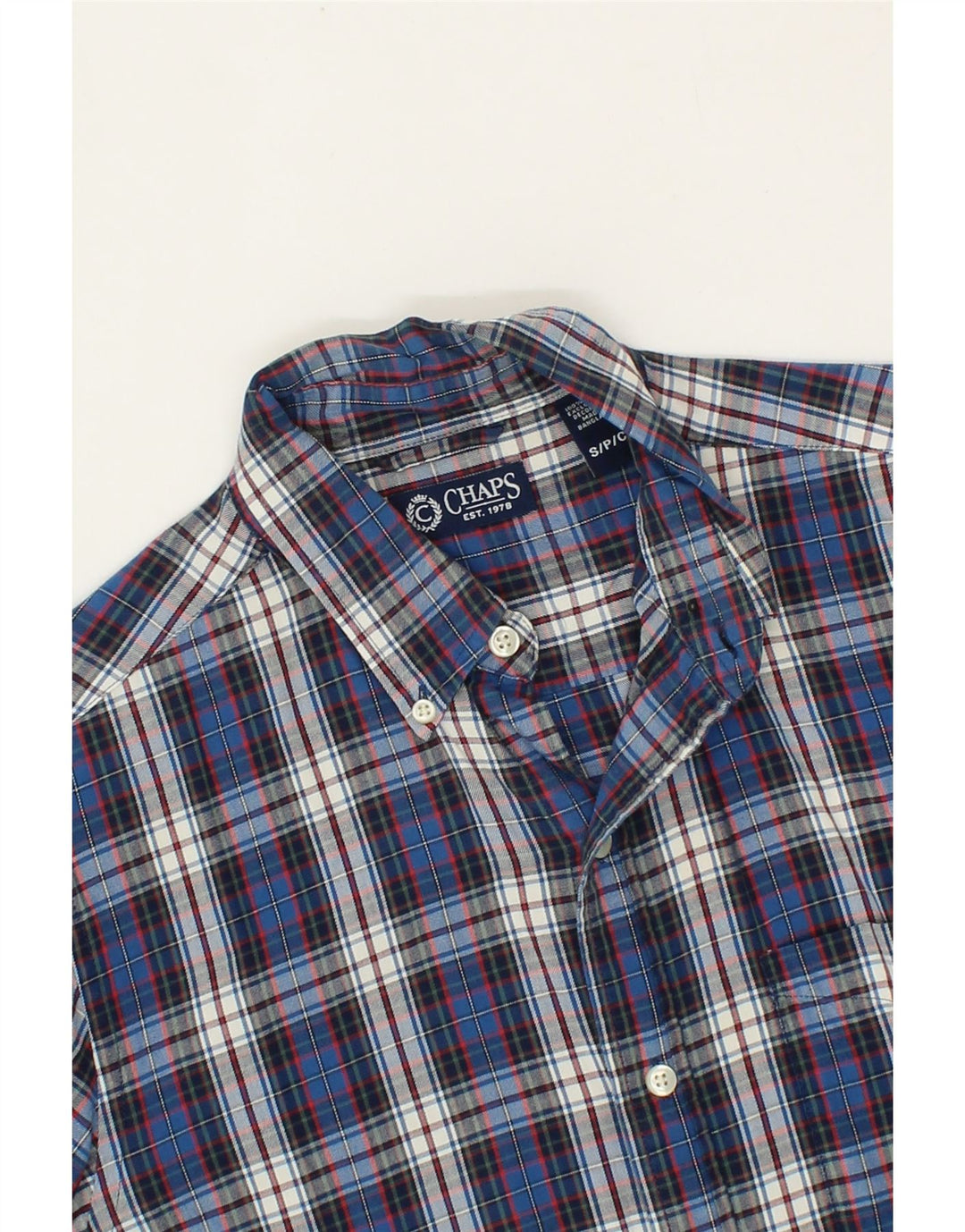 CHAPS Mens Flannel Shirt Small Blue Check Cotton Vintage Chaps and Second-Hand Chaps from Messina Hembry 