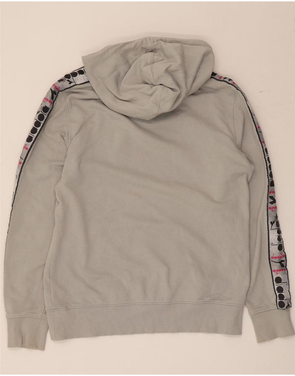 Diadora Jersey con capucha gráfica para hombre, talla grande, algodón gris