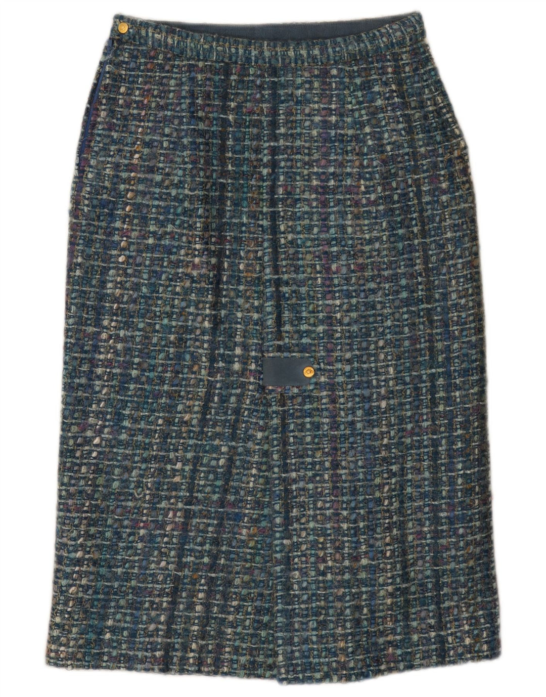 Falda recta vintage para mujer W28 Cuadro azul medio