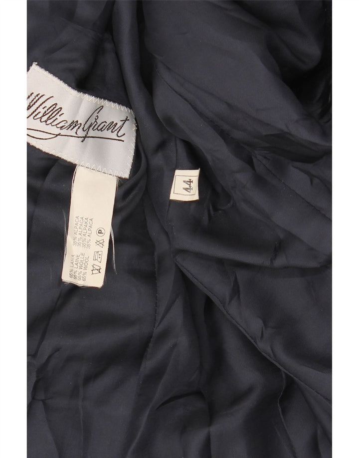 VINTAGE Chaqueta Blazer de 2 Botones para Mujer IT 44 Lana a Cuadros Azul Marino Medio