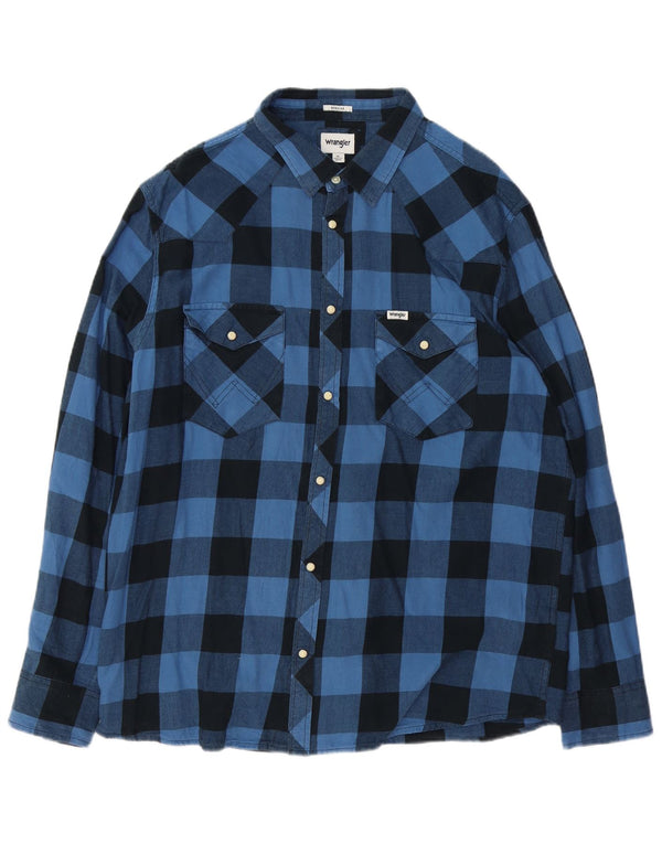 Wrangler Camisa de franela de ajuste regular para hombre XL Algodón a cuadros azul