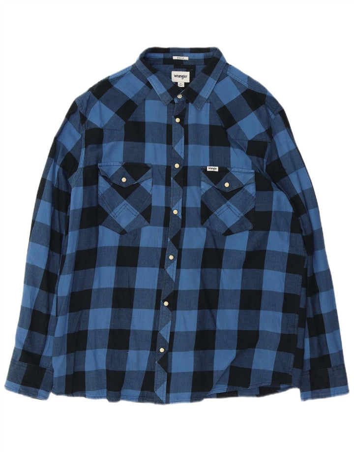 Wrangler Camisa de franela de ajuste regular para hombre XL Algodón a cuadros azul