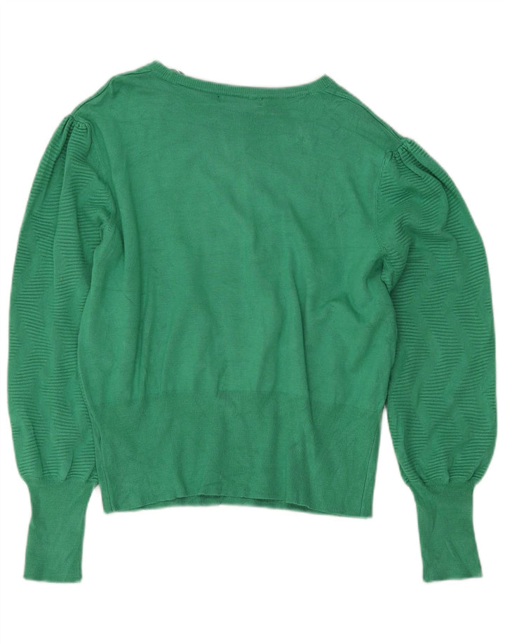 Marks & Spencer Jersey corto con cuello barco para mujer, talla 40, color verde