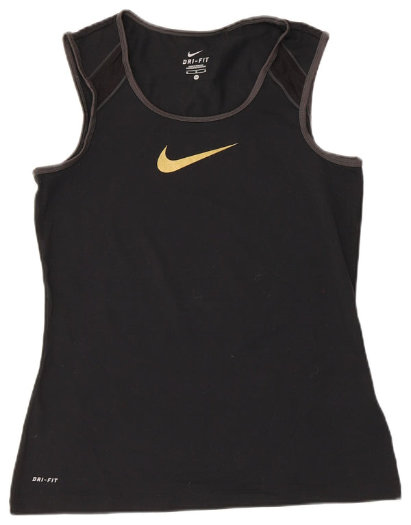 Nike Mujer Dri Fit Graphic Chaleco Top UK 12 Medium Negro Nylon