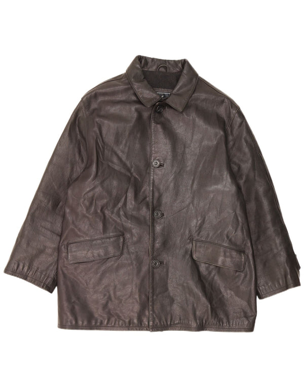 Daniel Hechter Chaqueta de cuero para hombre IT 52 XL Negro