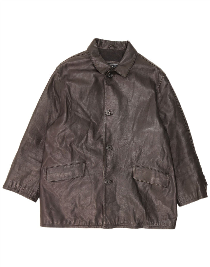 Daniel Hechter Chaqueta de cuero para hombre IT 52 XL Negro
