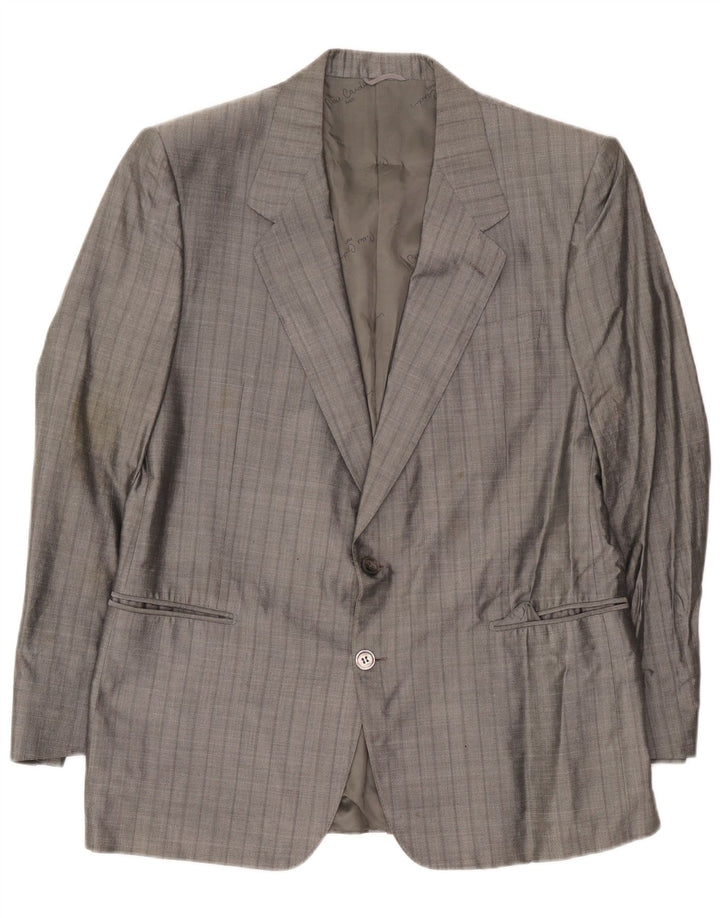 Pierre Cardin Chaqueta tipo blazer de 2 botones para hombre UK 38 Seda a rayas gris medio