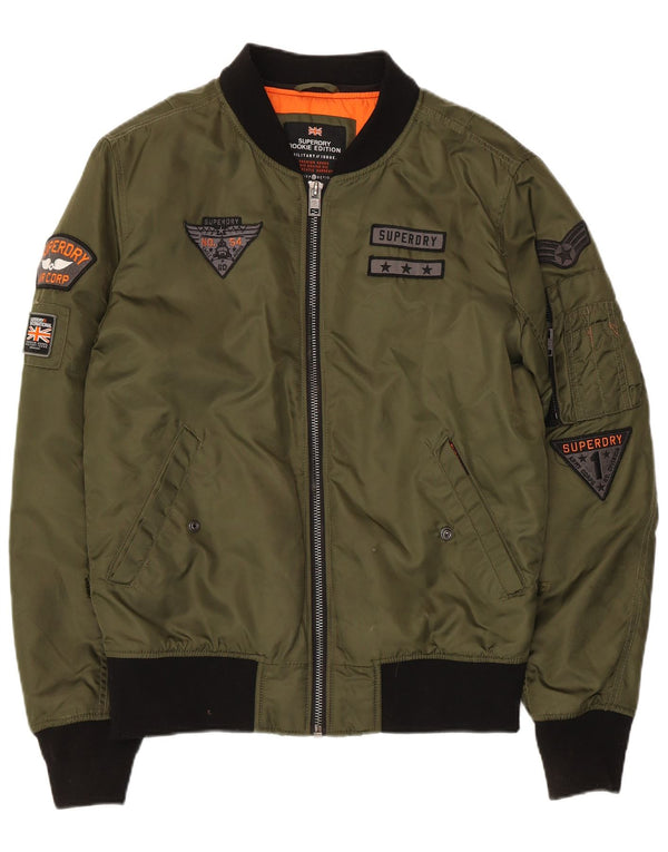 Superdry Chaqueta Bomber Militar Para Hombre UK 38 Medium Caqui Nylon