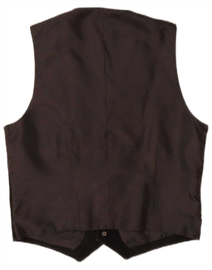 Vintage hombres ante chaleco Reino Unido 40 cuero negro medio